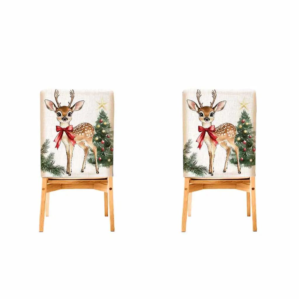 2/4/6pcs/set 45x55cm Christmas Deer Chair Cover Table Decoration Dining Seat Chair Covers Dining Room Bar Party Banquate