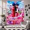 Wall Hanging Tapestry With Custom Name & Text, Miraculous Ladybug Decorative Tapestry For Bedroom