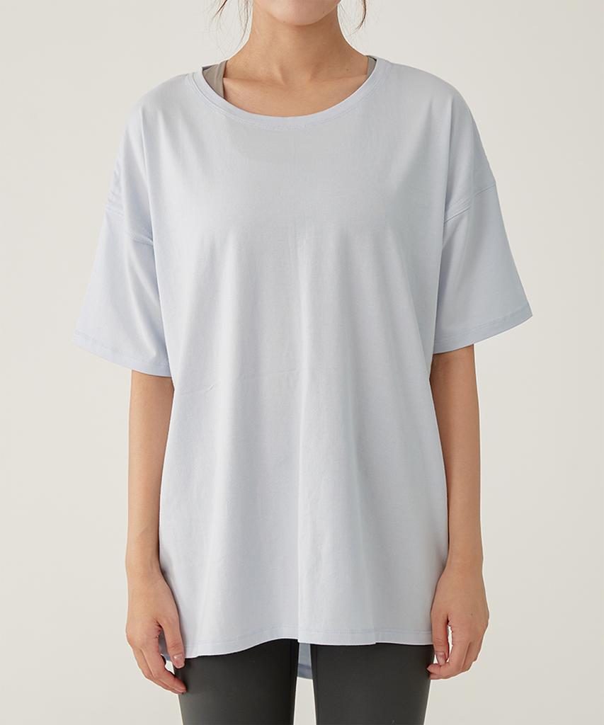 LOVEYOURBODY Pima Cotton Oversized Short Sleeve T-Shirt (Light Blue)