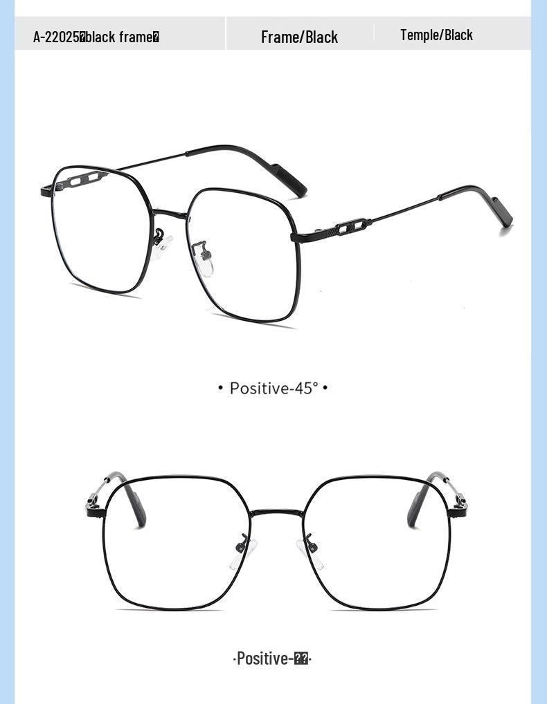 Metal Matte Glasses for Women - Built-in Blush, Prescription Compatible, Large Frames, Face Slimming Effect