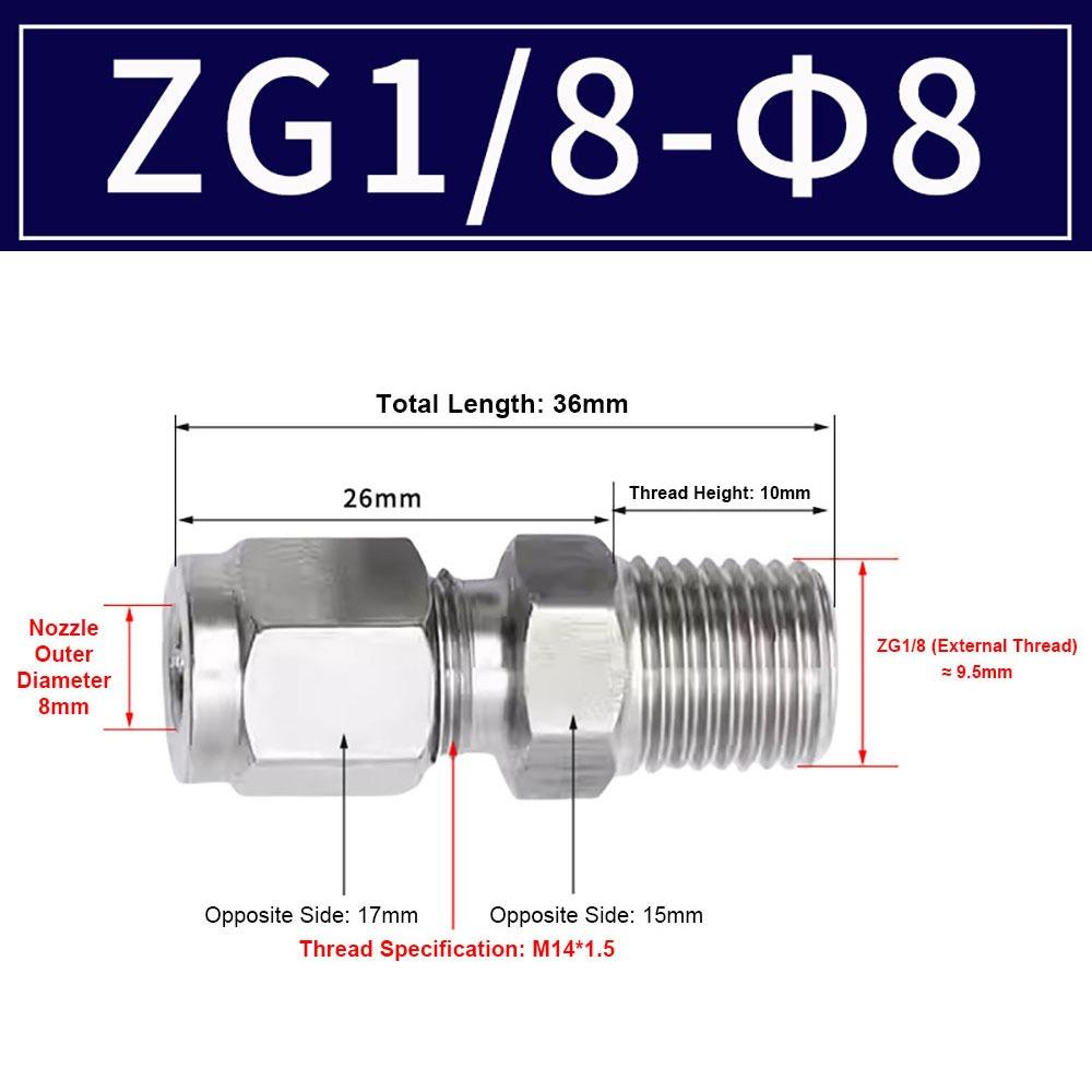 1Pcs Stainless Steel Quick Fitting 304 SS Metric ZG Pipe Fitting Tube Connector  for Oil Water Gas