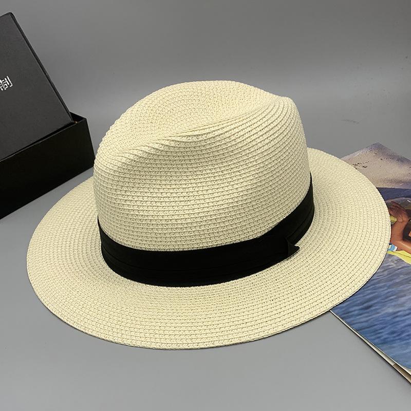 Windbreak Rope, Seaside Travel, Sunshade, Sunscreen, Straw Top Hat, Velcro Sweat Belt, Flat Brim, Large Brim, Breathable And Comfortable