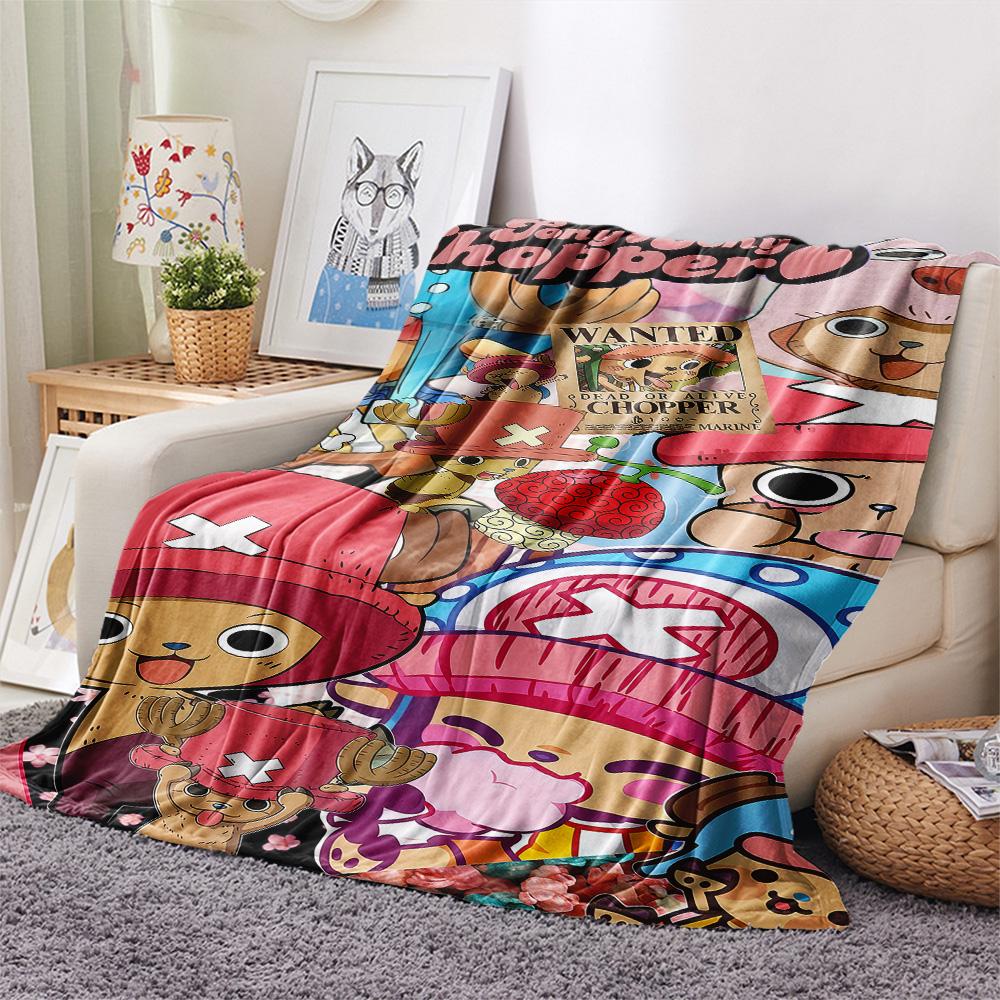 1PC Tony Tony Chopper Patterned Flannel Blanket Suitable For All Seasons For Home Decor Warmth And Comfort Gifts Holiday Present
