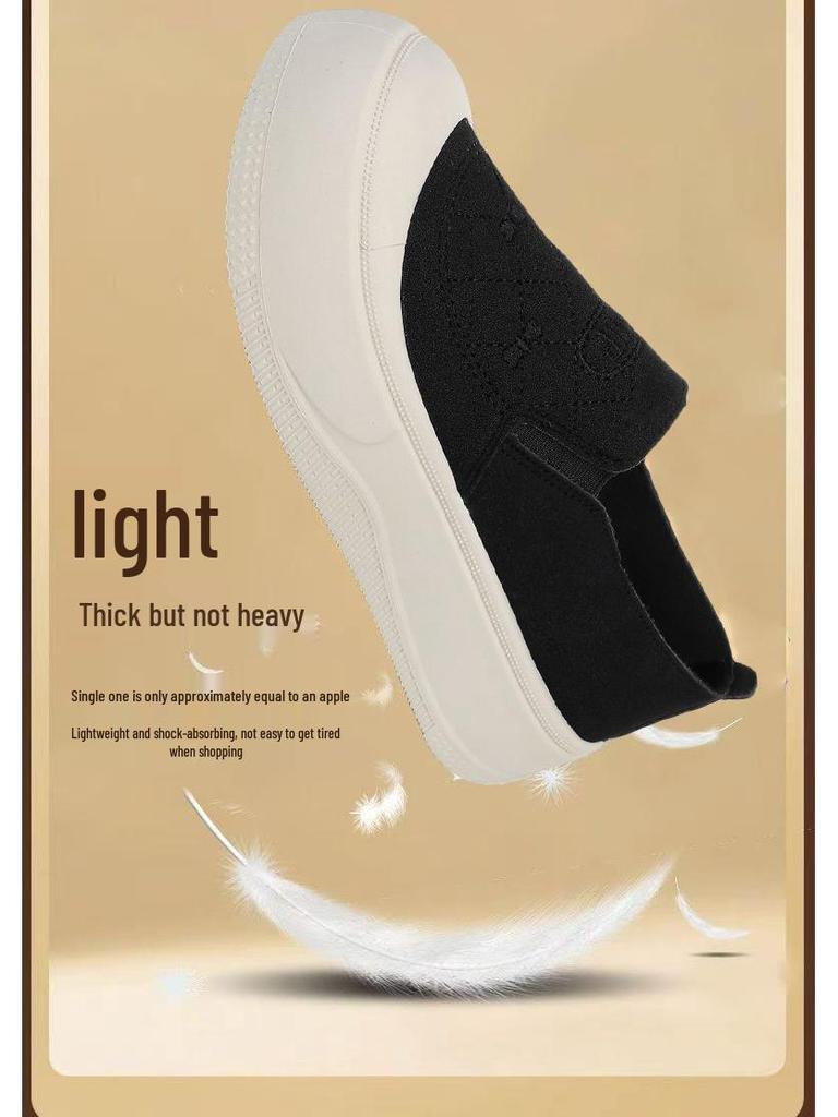 Dámské lehké mokasíny s tlustou podrážkou na nazouvání pro jaro 2025 - Všestranné a stylové látkové boty ve starém pekingském stylu