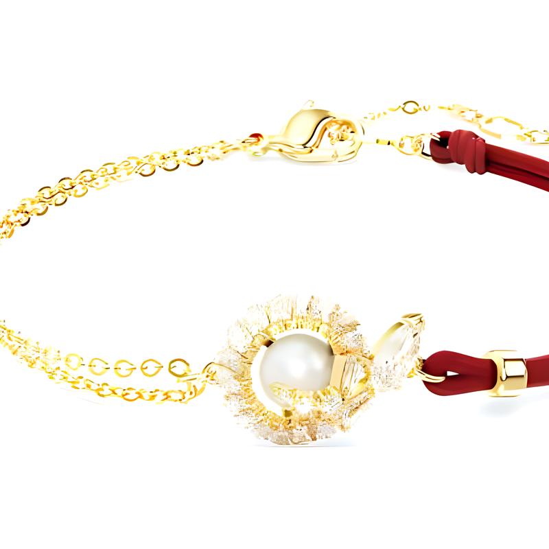 Swarovski SNAKE Snake Pattern Pearl Decoration Bracelet Women's Gold/Red 5714850
