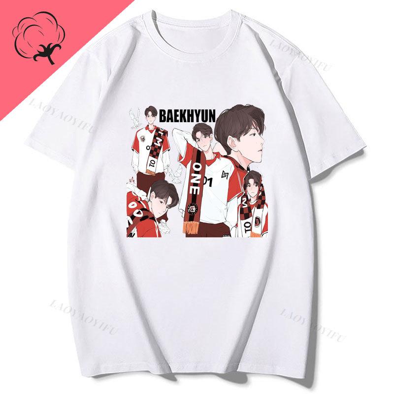 Playera Baekhyun EXO Essential Cotton T Shirt Camiseta Hombre Oneck Short Sleeve Ropa De Mujer 2000s Clothes Y2k Tees
