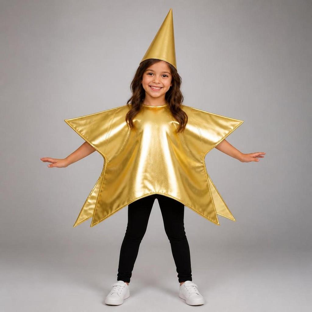 Star Costume with Hat Polyester Star-Shaped Light for Stage Performances