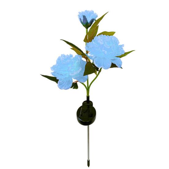 Outdoor Garden Lamp 3 Heads Design Realistic Looking Waterproof Automatic Charging Solar Powered Peony Flower Lamp Landscape Lighting
