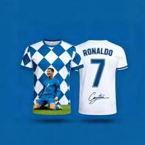Football Star Jersey 3D Printed Character Pattern T-shirt, Casual Woven Top, Quick-drying Crew Neck Short Sleeves