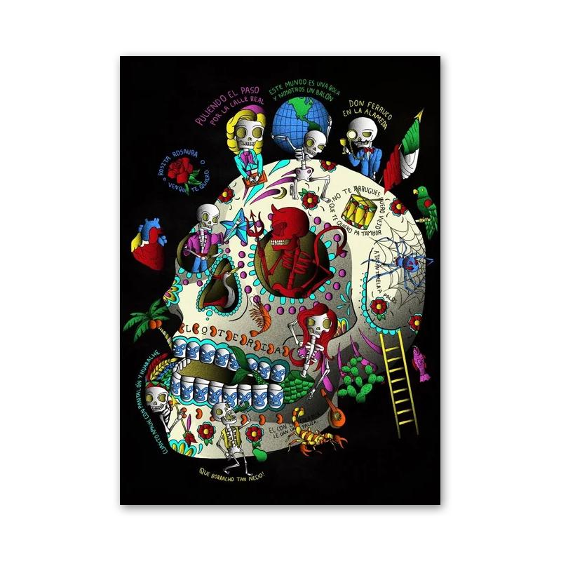 

Абстрактные цветные постеры и принты со скелетами, уличный поп-арт, картины на холсте, настенные картины для украшения бара или комнаты 50x70cm No Framed