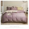 100% Cotton 100S Sateen Bedding Set - 4 Piece Solid & Color Block Duvet Cover with Fitted Sheet Luxury Soft Breathable Sheets