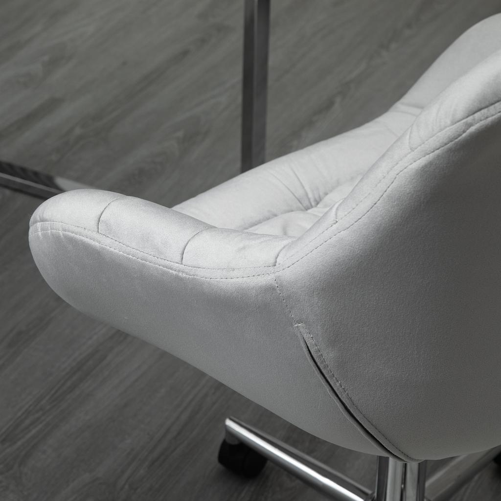Ergonomic Swivel Office Chair with Adjustable Height and Wheels, Velvet Covering, 59x58x80-90cm, Grey