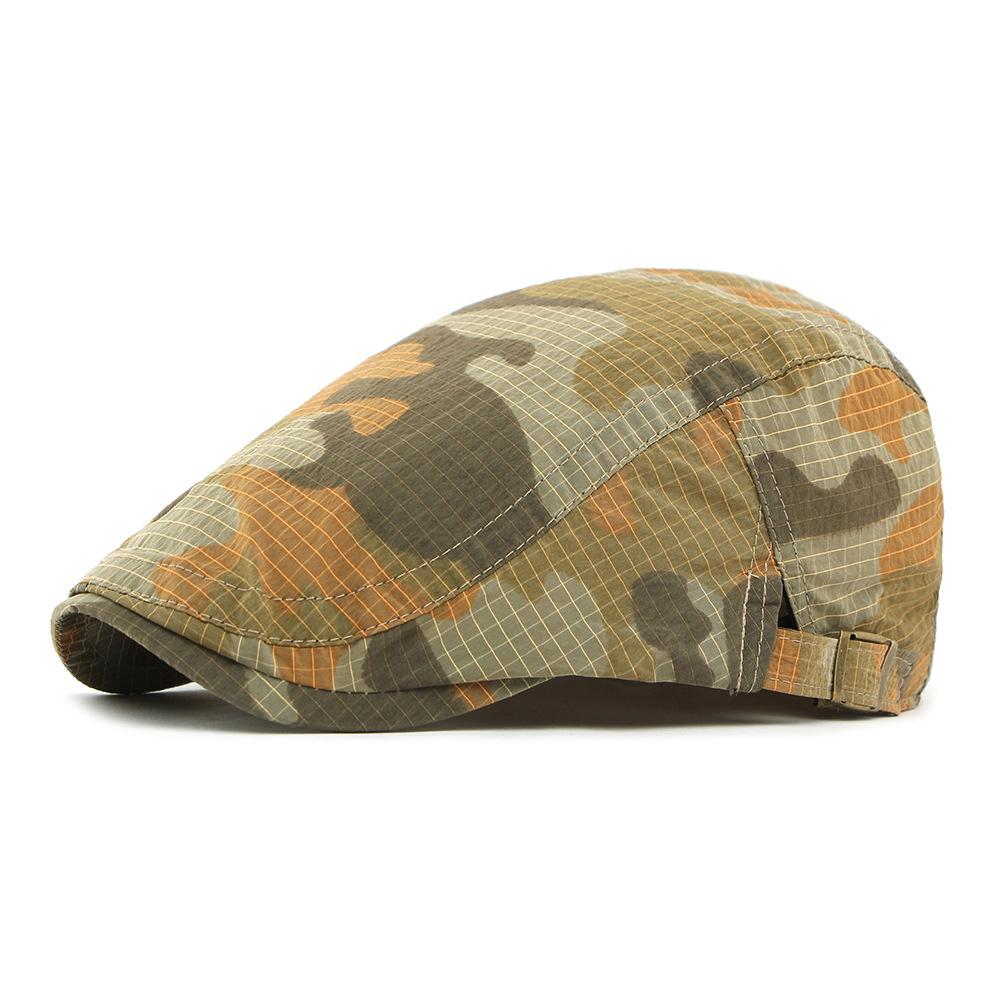 Camouflage Cap Men's Summer Beret British Vintage Sunscreen Quick-Drying Cap Women's Peaked Cap