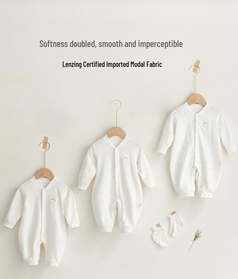 Spring & Autumn Long Sleeve Baby Bodysuit: Modal Jumpsuit Pajamas for Newborns & Infants – Tagless for Comfort