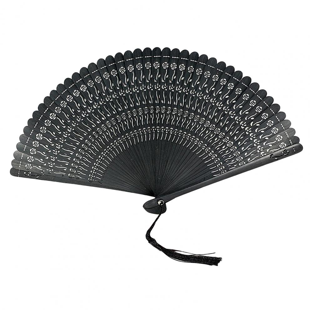 

Складной веер для использования Модный танцевальный веер Элегантный винтажный бамбуковый складной веер Ручной работы Веера для танцев в китайском стиле чёрный