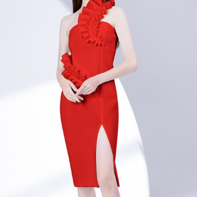 Off Shoulder Chic Strapless One Piece Dress Women Sexy Sleeveless Pleated Ruffle Dresses Female Korean Fashion Vintage Evening Party Dress 2025