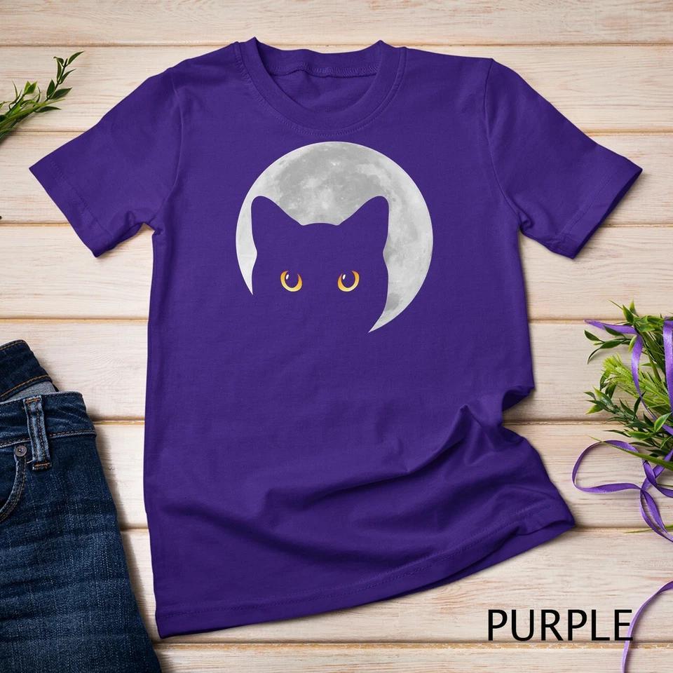 Black Cat Yellow Eyes Cats Moon T-Shirt Unisex T-shirt 8 XL