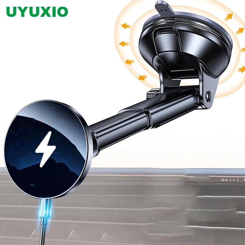 UYUXIO Dashboard Magnetic Wireless Car Charger 15W Fast Charging Adapter Car Phone Holder for iPhone 16 15 14 Pro Max Plus 13 12