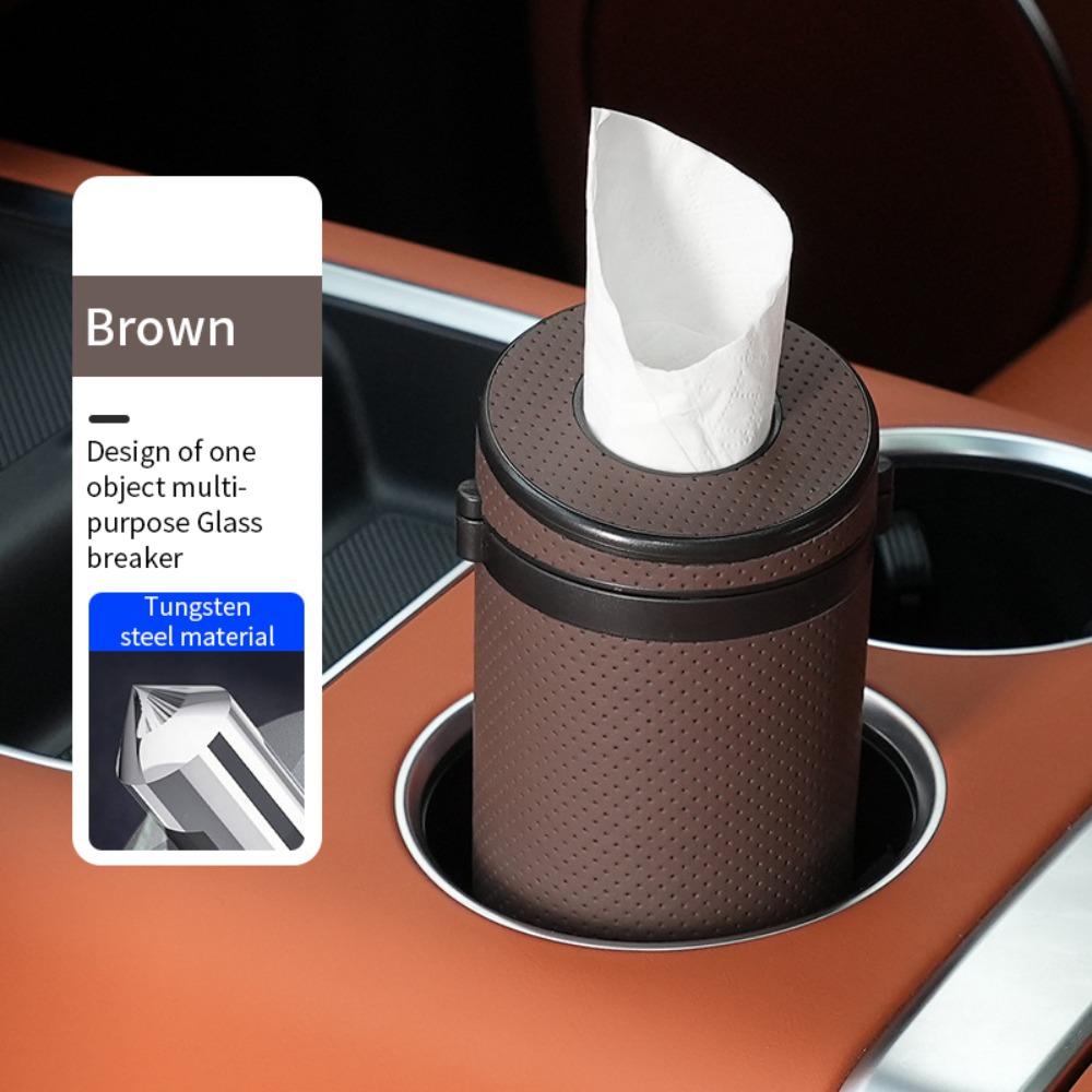 Durable Round Car Tissue Box Portable Safety Broken Window Paper Storage Box Multifunction Tissue Cup Universal коричневый