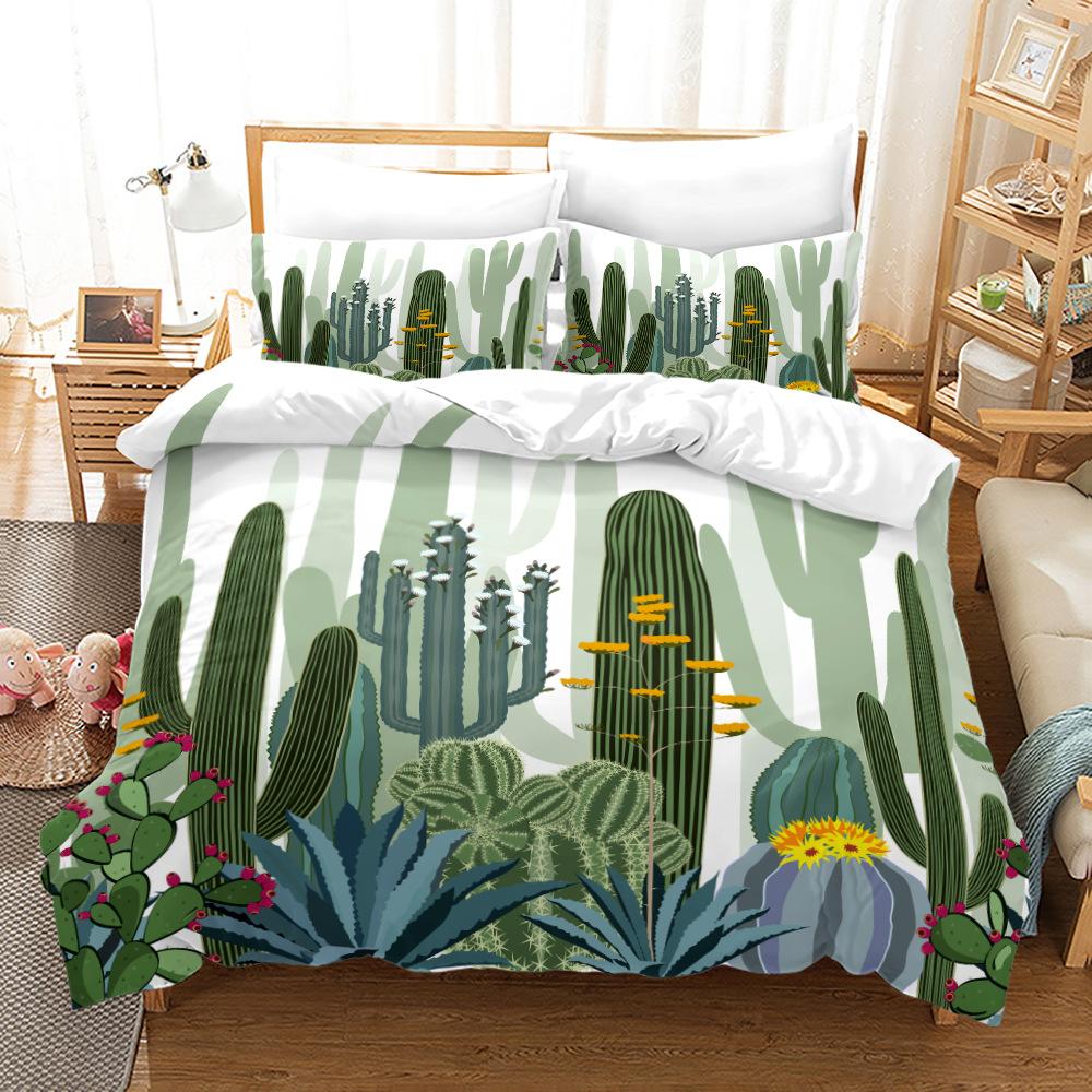 

3D односпальная/двуспальная кровать, комплект постельного белья с растением, кактус, пододеяльник, 2/3 шт., AU140 * 210, полный размер, мягкий домашний текстиль для детской комнаты DE 155x200cm