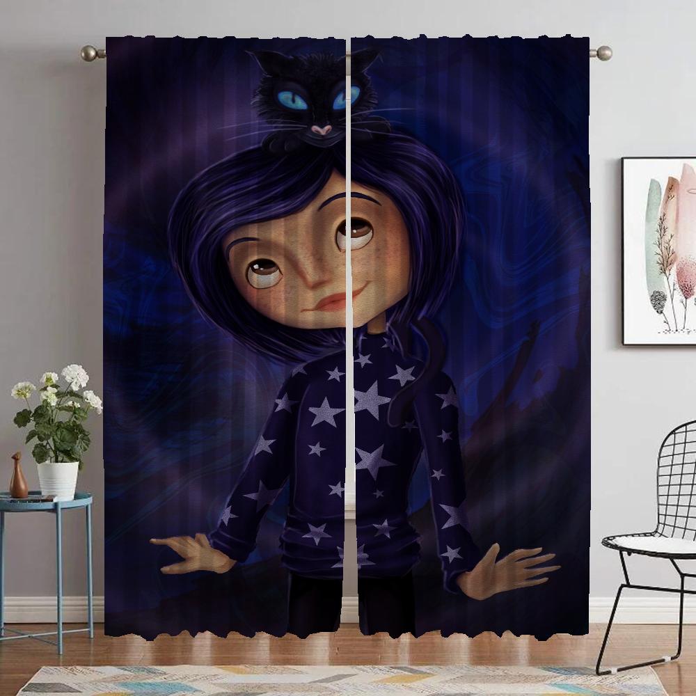 Elegant Room Curtains for Living Room Coralines Window Curtain Partition Shades Halloween Decoration Tulle for Bedroom Kitchen