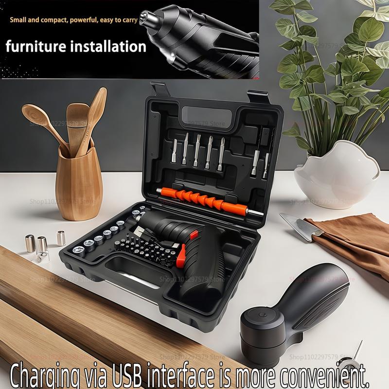 47PCS 3.6V Cordless Electric Screwdriver Set with 1800mAh Battery Portable Household Repair Tool for Home DIY Furniture Assembly