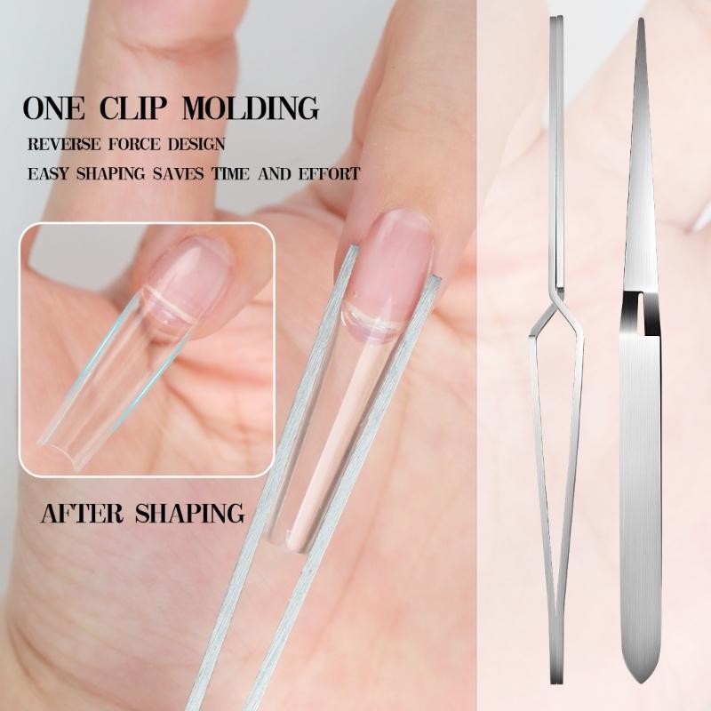 Professional Steel Nail Art Shaping Tweezers Clamp Nail Clip For Precise Manicure Control Comfortable Ergonomic Grip