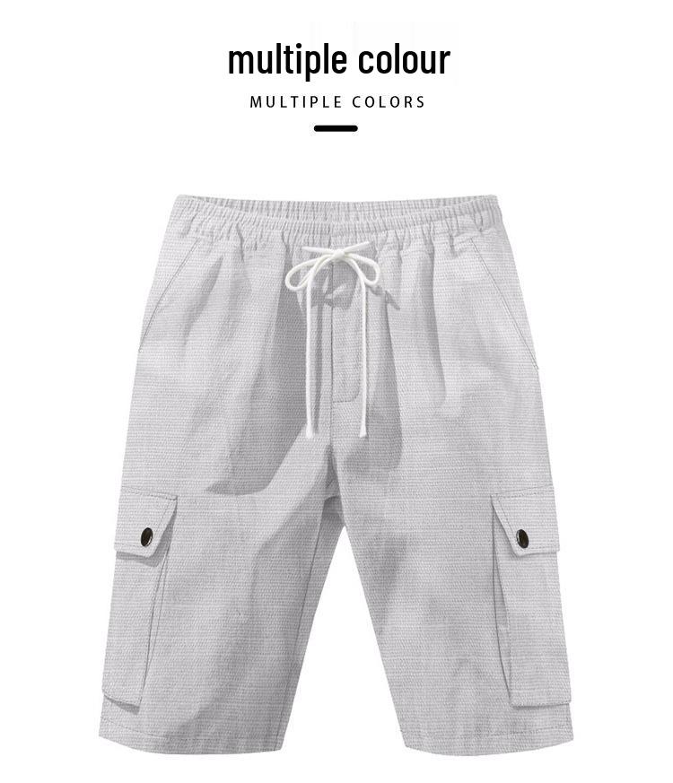 American Amekaji Outdoor Tactical Men's Bamboo Linen Casual Summer Beach Shorts