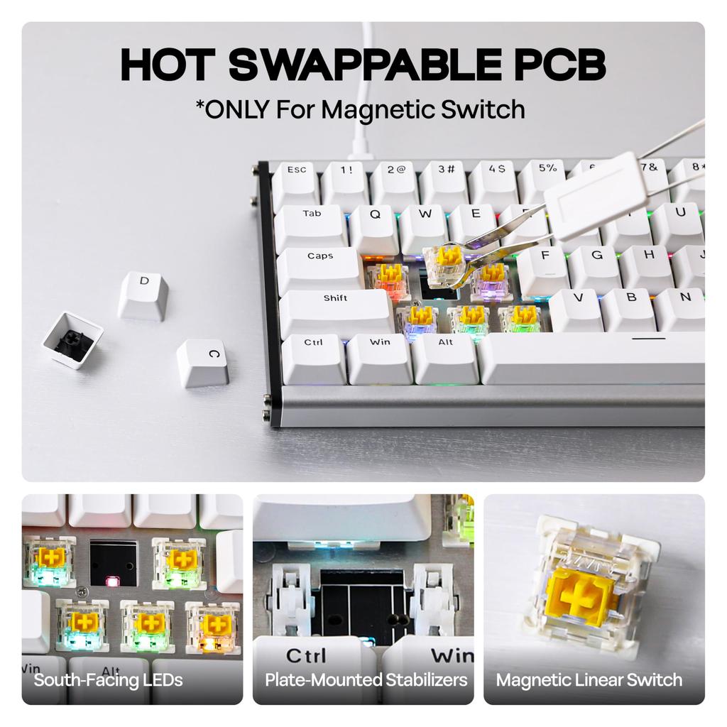 MechLands AJAZZ ALUX68 HE Aluminum Rapid Trigger Gaming Keyboard with Magnetic Wired Hall Effect 8K Polling and RGB Backlighting ALUX68 Switches,