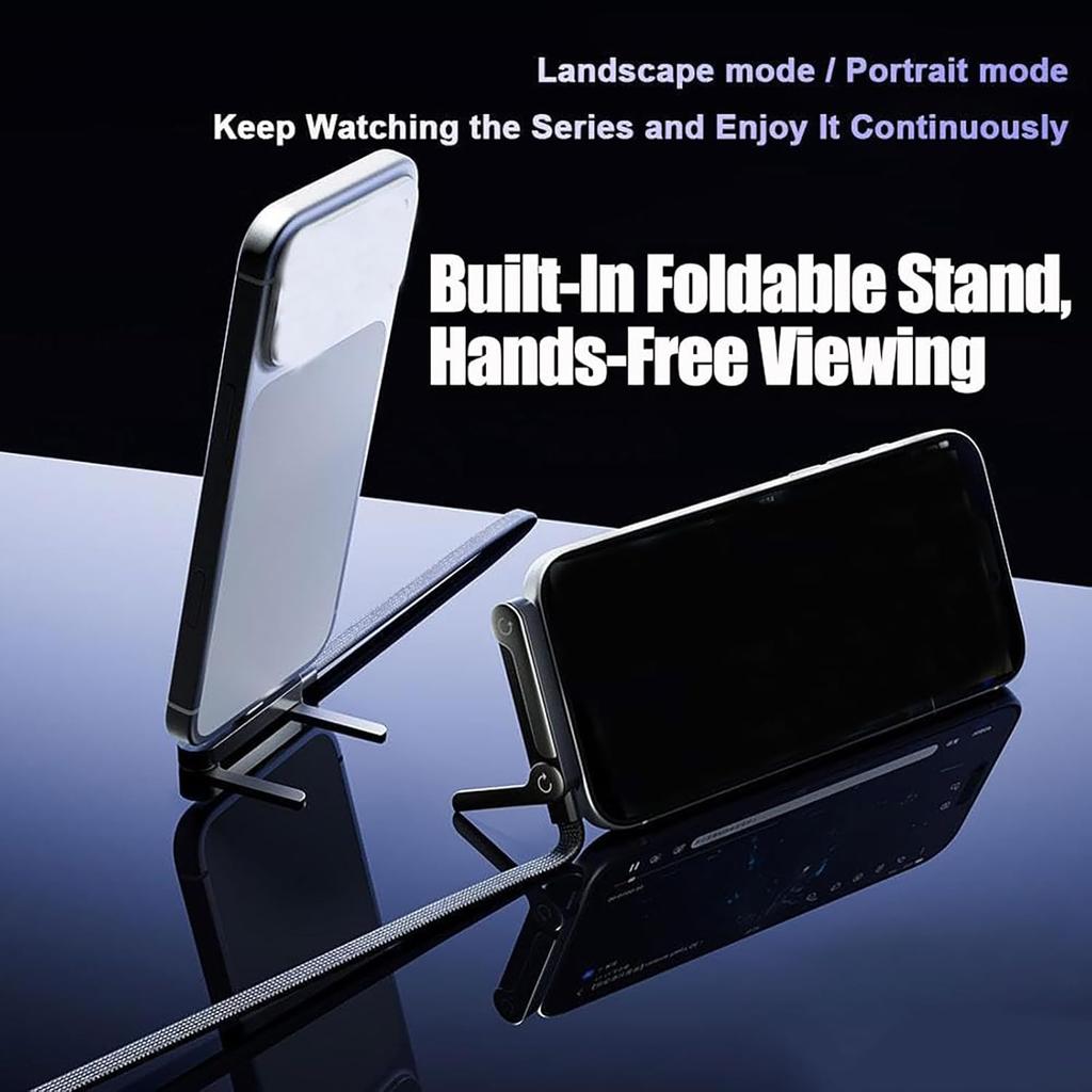 240w Braided Fast Charge Cable with Built-in Phone Stand Invisible Holder Charger Cable Fast Charging Cord Built-in Phone Stand
