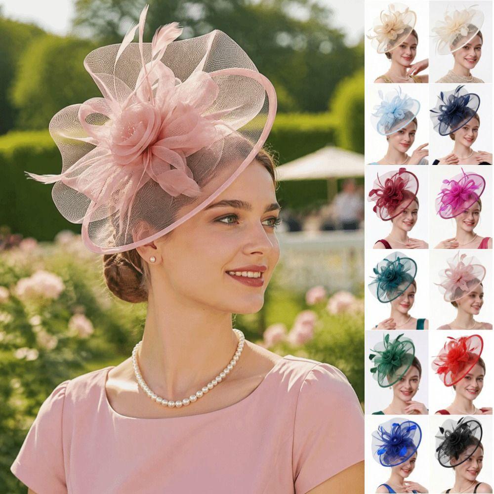 Exquisite Feather Fascinator Hat Elegant Tea Party Hat Fashion Bride Headdress  Dance Show