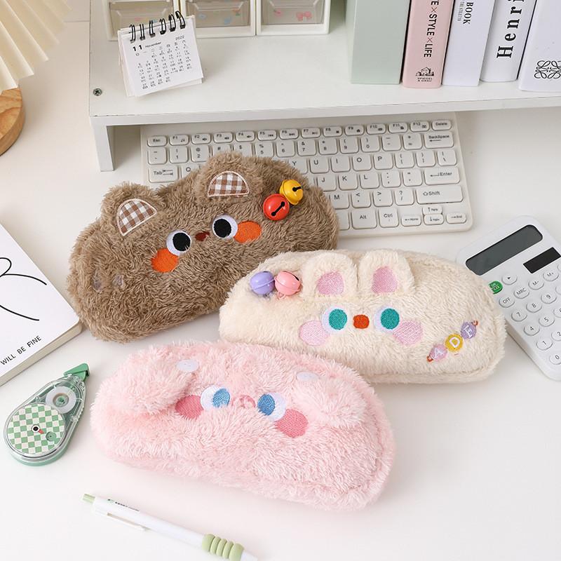 Plush Animal Pencil Case With Cute Embellishments For Girls And Students