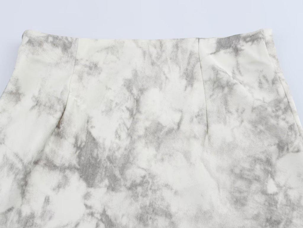 2025 Spring Women's European & American Ink Wash Satin Midi Skirt