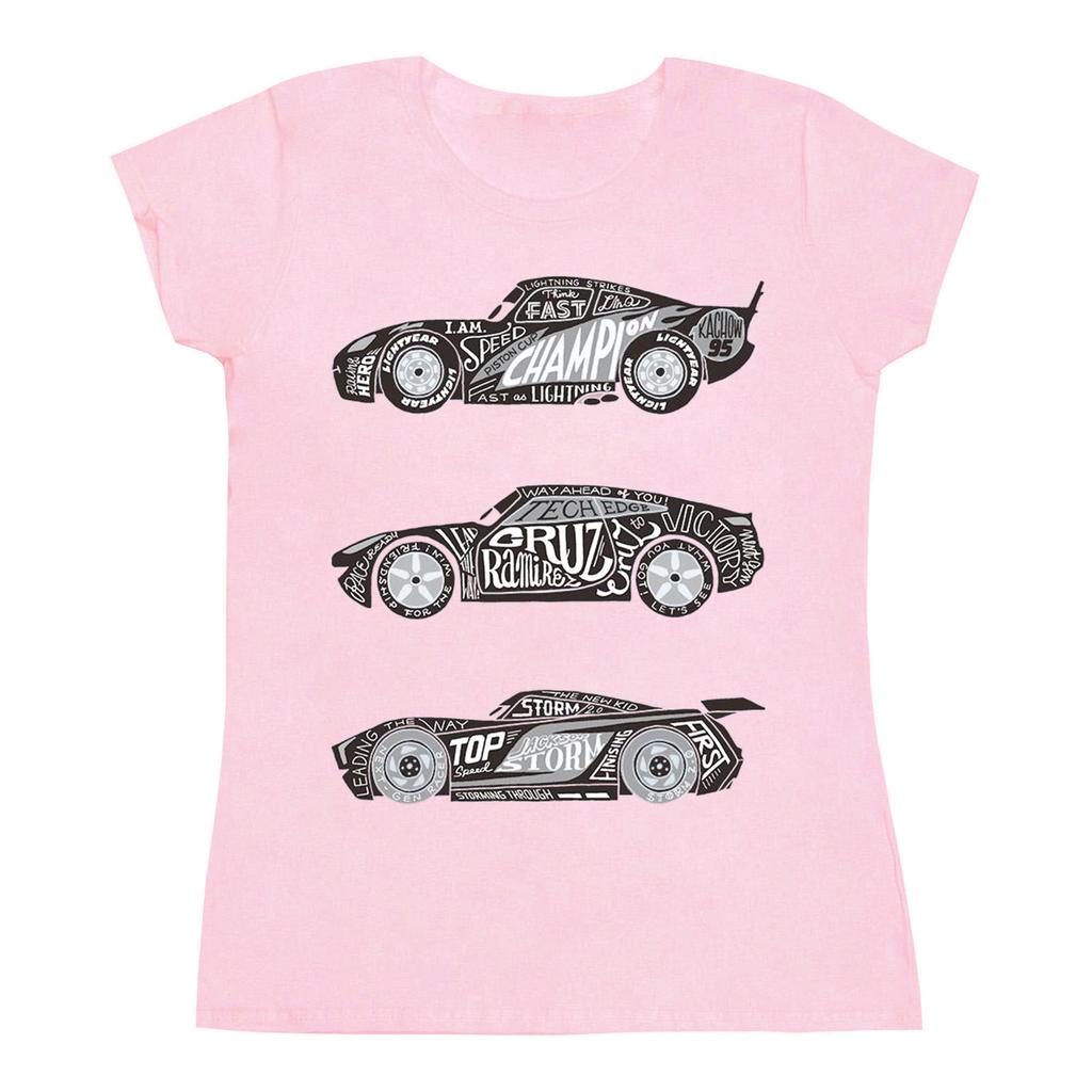 Disney Damen/Damen Autos Text Rennfahrer Baumwoll-T-Shirt