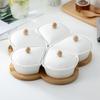 Ceramic Divided Serving Dishes with Lid Relish Tray for Home Kitchen Chips Rotation