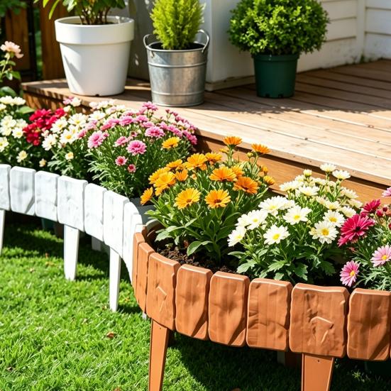 20 Stück Imitation Stein Gartenzaun mit Pfahl Kein Graben DIY Außenhof Landschaftsgestaltung Randbegrenzung Weg Rasen Blumenbeet Dekorasionszaun