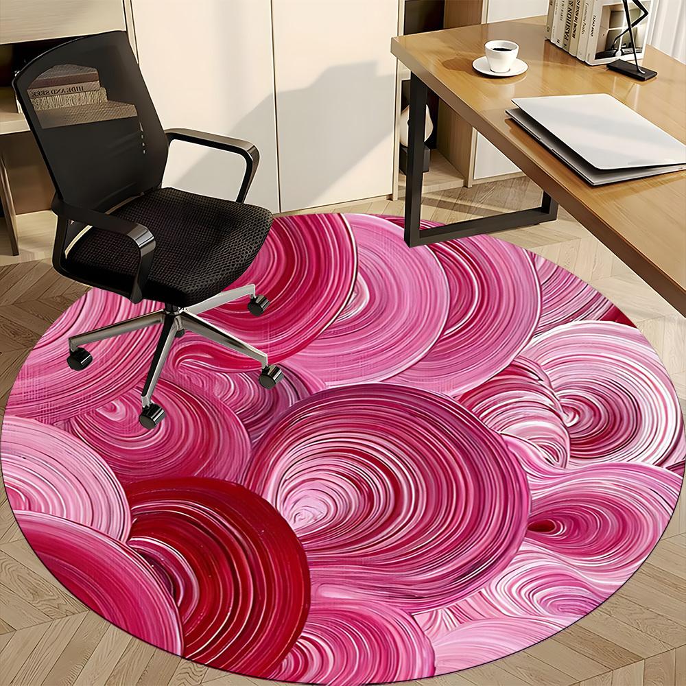 1pc Swirls Circles Office Round Area Rug, Mat Suitable For Office, Under Office Chairs Bedroom Living Room Home Decor, Room Deco