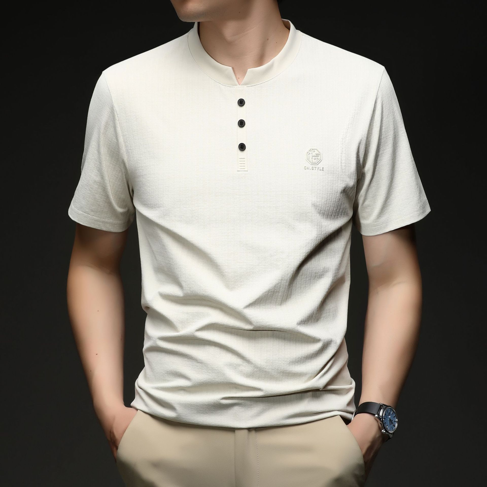Summer Crew Neck Fashion Wind Breathable Casual Top Men s Comfortable Business Versatilepolo M