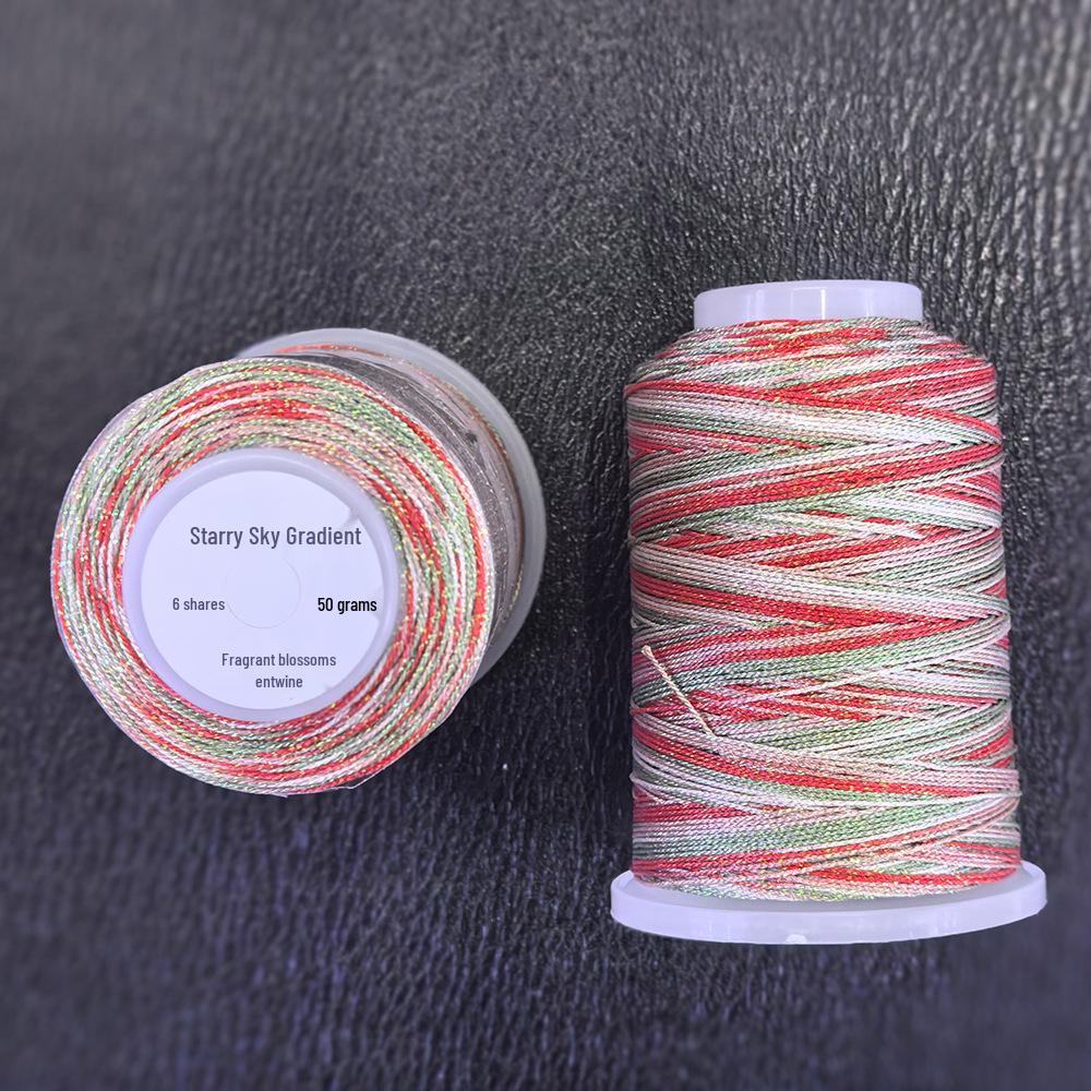 Starry Sky Gradient Yarn: 6-Strand Purple Illusion Tassel for DIY Bracelet & Handmade Weaving Accessories.