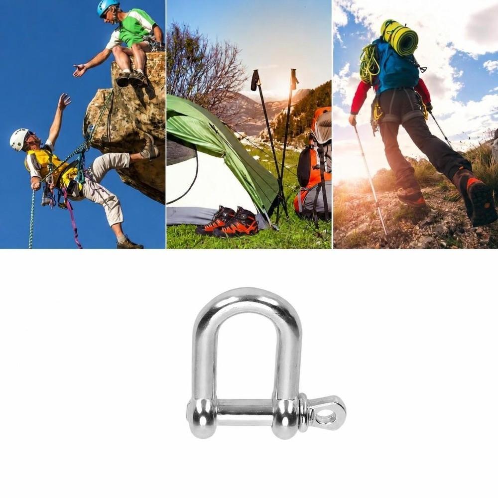10 Pack Flat Head Bow Shackle Portable D Ring Lock Durable U Shape Connector  Hiking