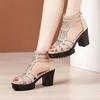 Summer Women's Hollow Roman Sandals  Women Casual Sandals Open Toe Fish Mouth Shoes Striped Slim High-top Shoes