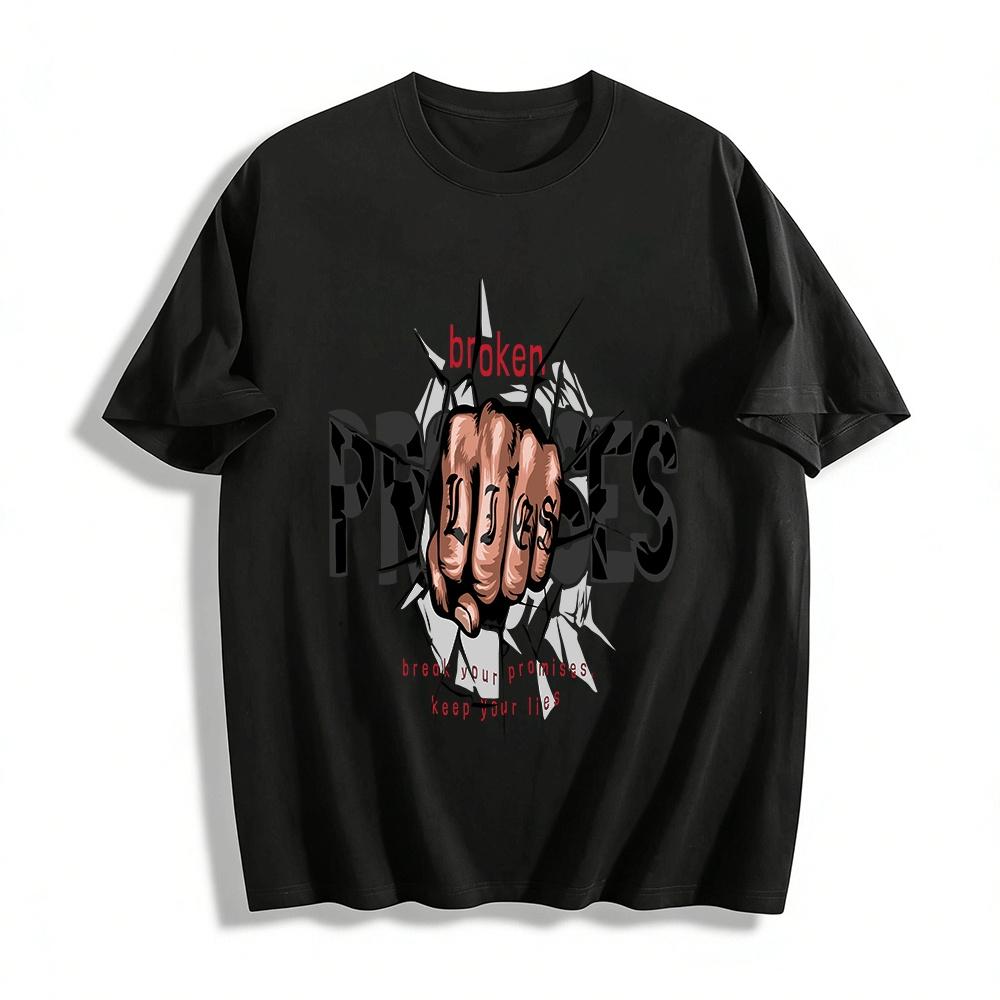 Broken Promises Print Tee Break Your Promises Keep Your Lies Graphic Top Pure cotton T-shirt XXS
