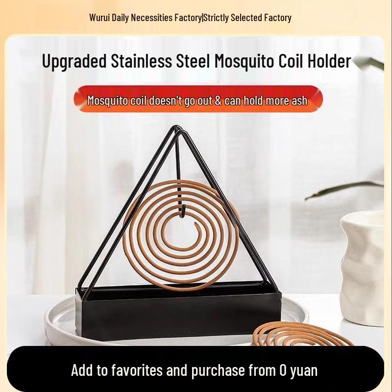 

Triangle Mosquito Coil Holder & Ash Catcher - Creative Incense Tray & Burner Box Iron Frame + Plastic Base + Iron Sheet [Black]