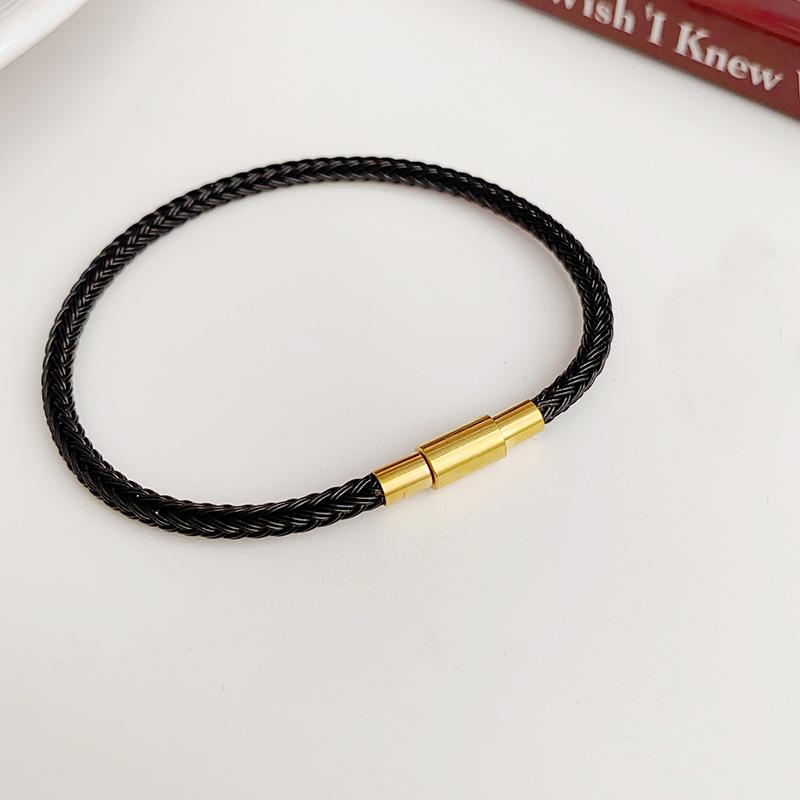 Zodiac Year Red and Black Rope Bracelets: Gold Hand Rope, Women's, Men's, Titanium Steel Leather, Non-Fading.