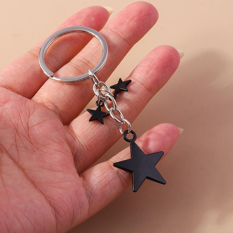 Cute Alloy Star Keychain Metal Keyring Pendants for Car Key Holder Handbag Decor Charms DIY Jewelry Accessories