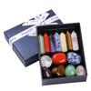 Natural Seven Colors Crystal Stone Single-pointed Hexagonal Column Ore Specimen Ornament Pendant for Men Women Room Jewelry Gift