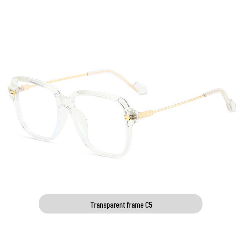 Retro TR Large Frame Flat Lenses Men's Anti-Blue Light Glasses