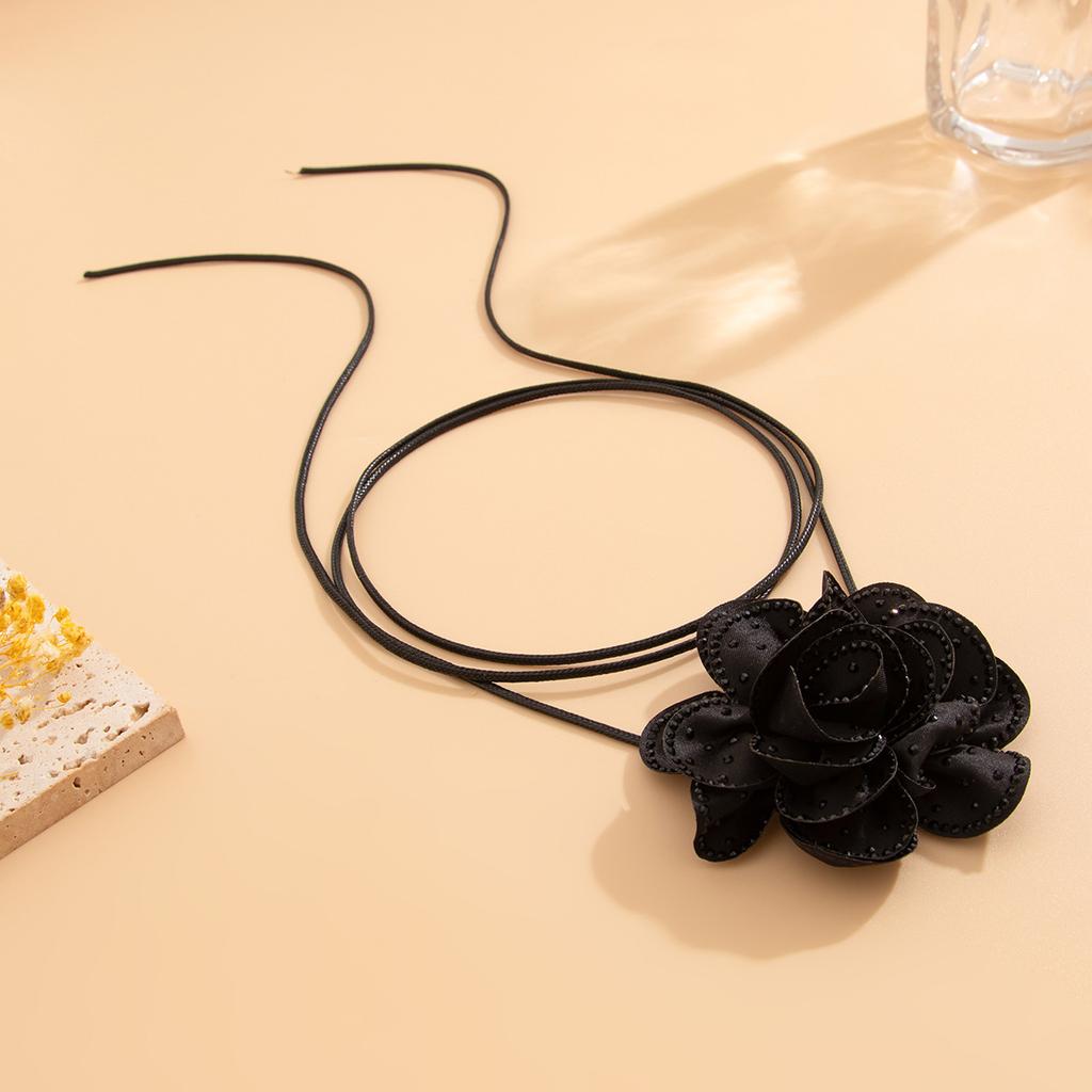 Jewelry temperament elegant camellia lace choker necklace, simple ins style bow collar