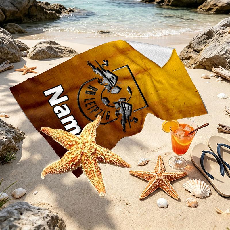Custom Name Personalized RB Leipzig Print Beach Towel, for Trip Camping Beach Party Home Decor, Birthday Gift for Family & Friends
