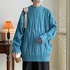Oversized Knit Sweater Men Women Japanese Style Cable Pullover Loose Fit Round Neck Casual Cardigan
